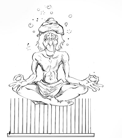 Fakir auf Nagelbrett