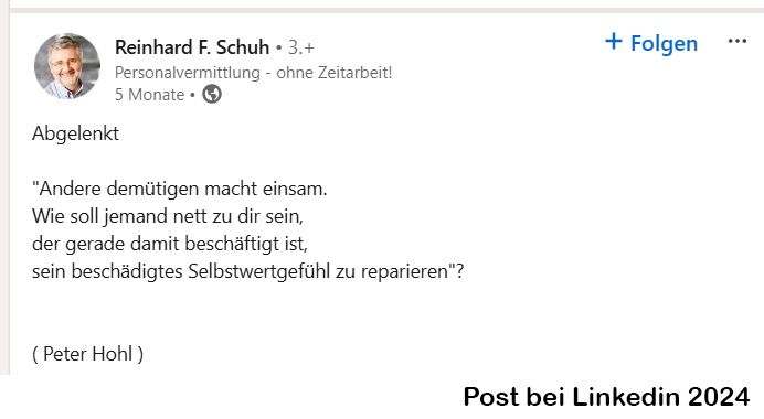 Post auf Linkedin zum Thema Demütigen