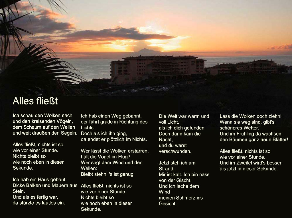 Blick von La Palma auf Teneriffa bei Sonnenaufgang + Gedicht Alles fliet. Fr Blinde: Text ist ber einen gesonderten Link zugnglich