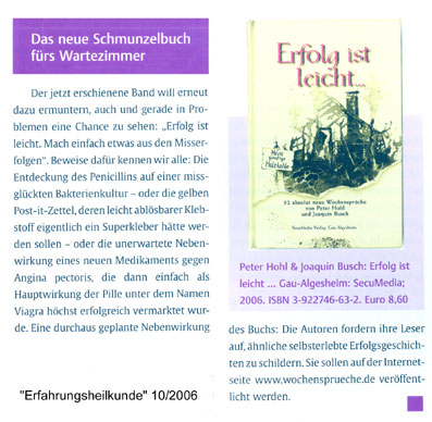 Rezension in der Zeitschrift Erfahrungsheilkunde